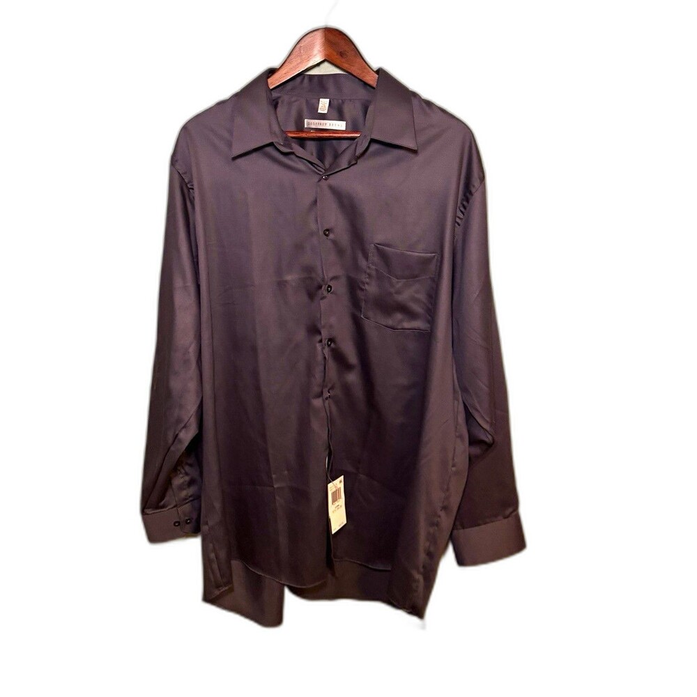 Geoffrey Beene Men's Gray Solid Regular Fit Wrinkle Resistant Shirt 17.5 34/35